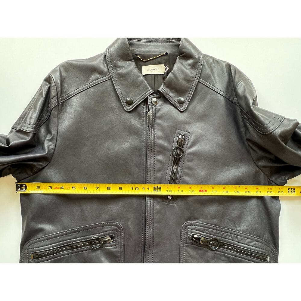 Coach Men's Leather Biker Moto Jacket Navy Size 54/XL NWT $1300 - Picture 12 of 16